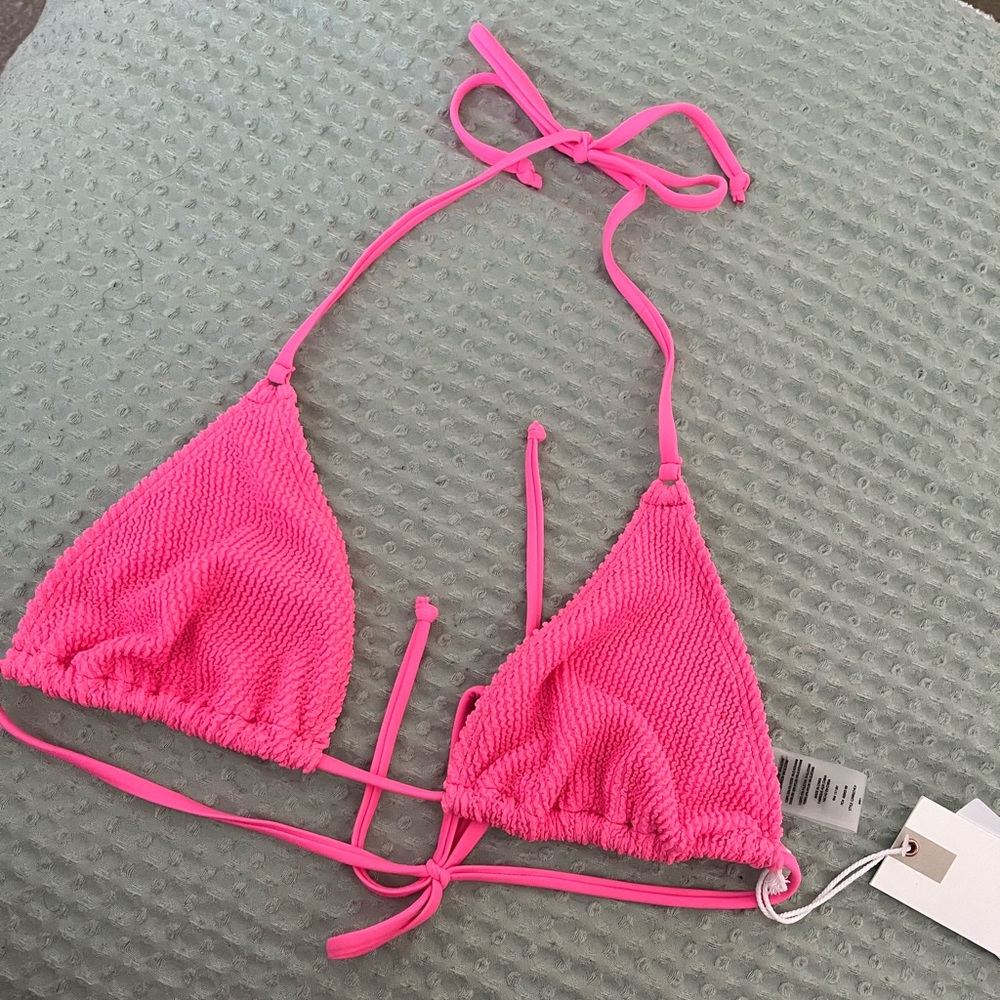 Good American | Tiny Ties Always Fits Bikini Top | Large | Bright Pink | NWT